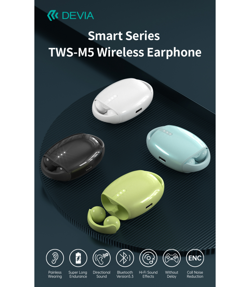 Słuchawki Bluetooth TWS Smart M5 białe TFO Devia BRA013697